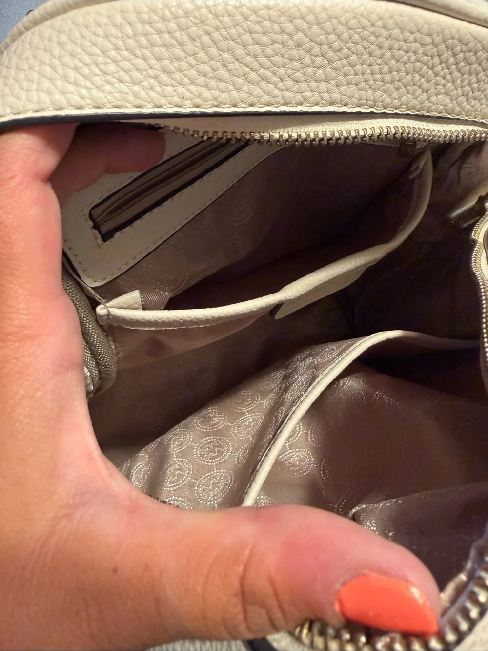 MICHAEL KORS Cream Pebbled Leather Mini Backpack with Gold Hardware